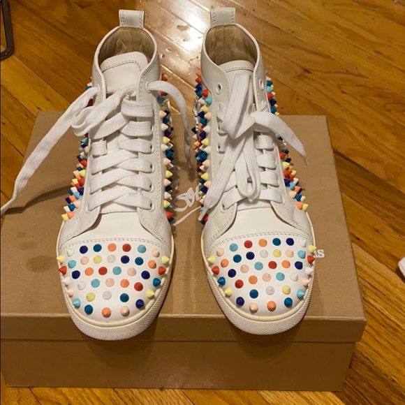 christian louboutin high top white colorful spikes - Picture 5 of 9